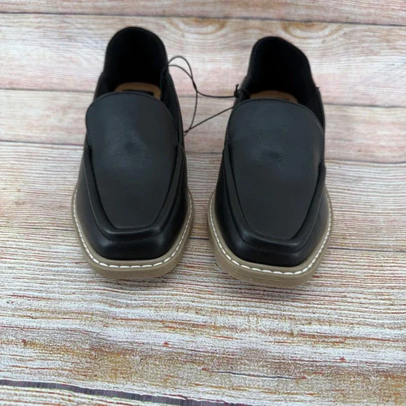 DV Dolce Vita Flirty Black Square Toe Loafers Low Stacked Heel DW624921 W 8.5 - Picture 3 of 8